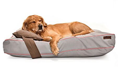 Petza Madcal L Üstü Açık - Yastıklı Çift Taraflı - Fermuarlı Gri - Kahverengi Büyük - Orta Irk Köpek Yatağı