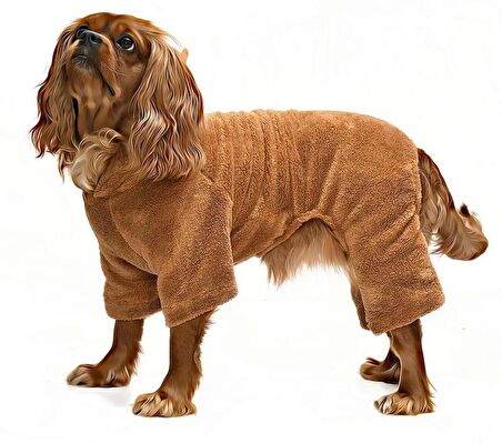 Küçük ve Orta Irk Köpek Pijama Polar Tulum - Yumbo Kahverengi - Köpek Kıyafeti