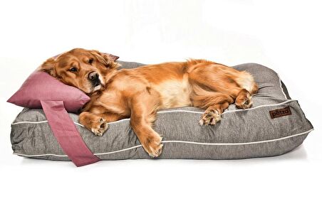 Petza Xandro L Üstü Açık - Yastıklı Çift Taraflı - Fermuarlı Gri - Pembe Büyük - Orta Irk Köpek Yatağı