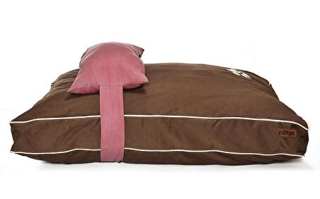Petza Moat L Üstü Açık - Yastıklı Çift Taraflı - Fermuarlı Kahverengi - Pembe Büyük - Orta Irk Köpek Yatağı