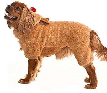Küçük ve Orta Irk Köpek Pijama Polar Tulum - Rubi - Köpek Kıyafeti