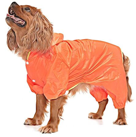 Küçük ve Orta Irk Köpek Paçalı Yağmurluk - Puka Turuncu