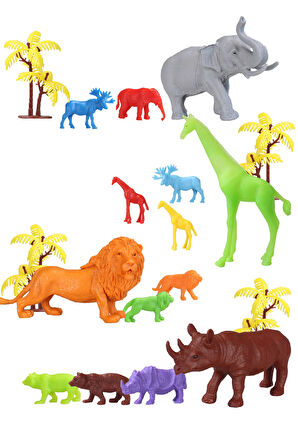 Toy Play 18 Parça Büyük ve Mini Vahşi Safari Hayvanları Seti SKU690-669