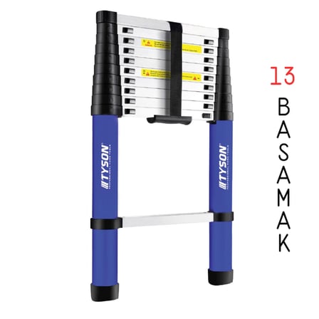 TYSON TYS9148 ALÜMİNYUM TELESKOPİK MERDİVEN ( 380 CM - 13 BASAMAK )