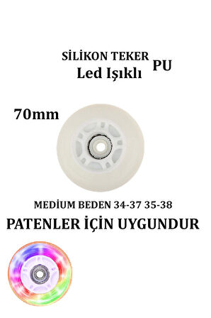 PU Silikon Teker 70 Mm ABEC-7 Rulmanlı Işıklı Yedek Paten Tekerleği