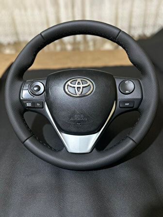 TOYOTA AURİS 2013-2019 ARACA ÖZEL DİKMELİ DİREKSİYON KILIFI(SPOR MODEL SİYAH)