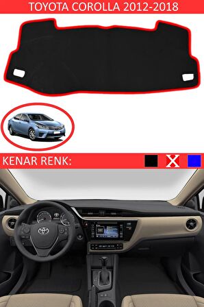 Toyota Coralla 2012-2018 İçin Uygun Torpido Koruma Halısı Siyah Kenar Renk Siyah