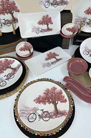 Keramika Bicycle 16 Parça 6 Kişilik Kahvaltı Takımı 