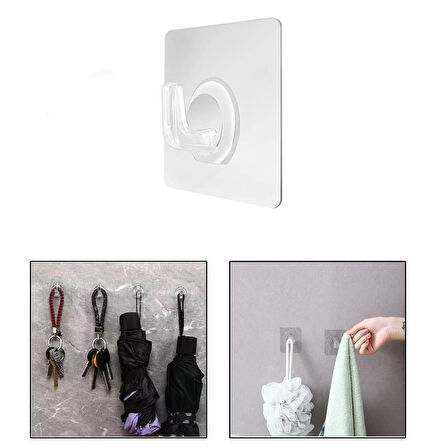 Microcase Kendinden Yapışkanlı Banyo Mutfak Eşya Havlu Vb Ürün Askılığı - ŞEFFAF AL4835 1 Adet