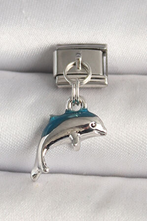 316L Çelik Gümüş Renk Yunus Balığı Model Nomination Charm - TJ-BC1261