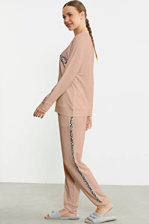 Sementa 76446 Leopar Çizgili Jogger Pijama Takım
