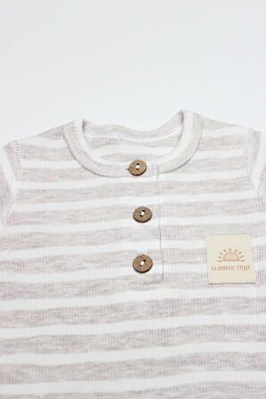 Line Colors Yarım Kol Patiksiz Tulum 15126 Bej