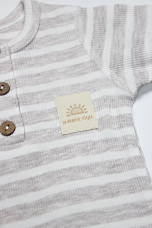 Line Colors Yarım Kol Patiksiz Tulum 15126 Bej