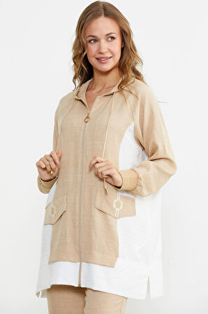 Sementa 76448 Keten Görünümlü Kapüşonlu Tunik Takım