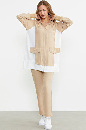 Sementa 76448 Keten Görünümlü Kapüşonlu Tunik Takım