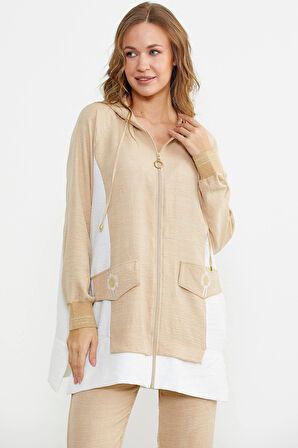 Sementa 76448 Keten Görünümlü Kapüşonlu Tunik Takım