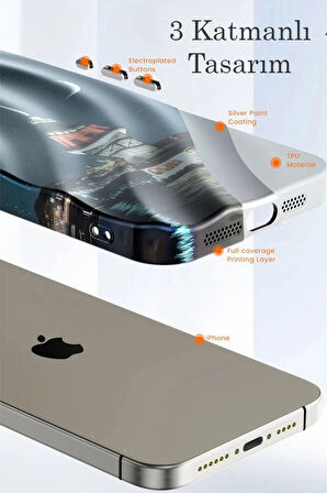 iPhone 15 Kılıf Crew Desenli Kapak - Galata Kulesi