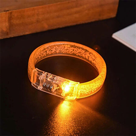 Turuncu Led Işıklı Baskı Yapılabilen Pilli Bileklik Bilezik 1,5 Cm Genişlik