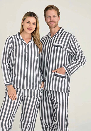 Freshness 4007 Kadın Uzun Kol Çizgili Gaffuriye Pijama Takımı