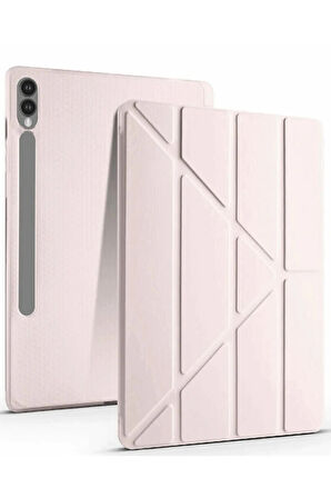 Samsung Uyumlu Galaxy X610 Tab S9 FE Plus 12.4 Kılıf Kalemlikli Mars Tablet Kılıfı - Rose Gold
