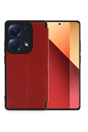 Xiaomi Uyumlu Redmi Note 13 Pro 4G Kılıf Flip Cover - Kırmızı