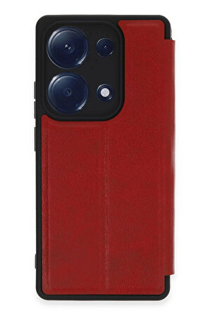 Xiaomi Uyumlu Redmi Note 13 Pro 4G Kılıf Flip Cover - Kırmızı