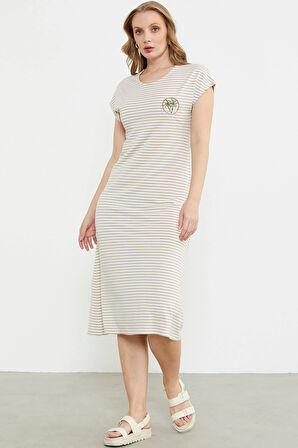 Sementa 77489 Nakış Detaylı Marine Penye Elbise