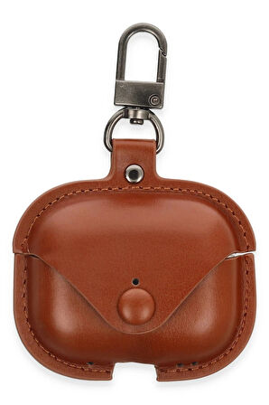 Airpods Pro 2 (2.nesil) Çanta Deri Kılıf - Taba