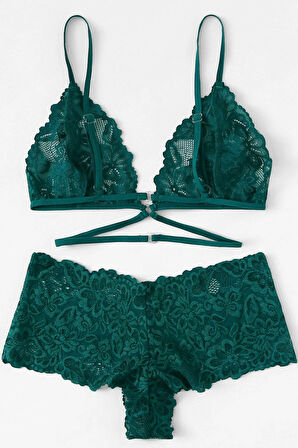 Kadın Yeşil Özel Şık Sütyen Külot Takımı