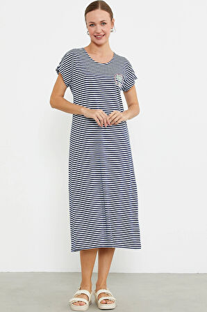 Sementa 77489 Nakış Detaylı Marine Penye Elbise