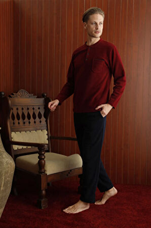 Kocabey 7306 Midi Yaka Polar Uzun Kol Pijama Takım