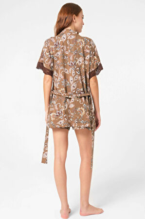 Anıl 5799 Kadın Sabahlık, Bralet Ve Şort Takım