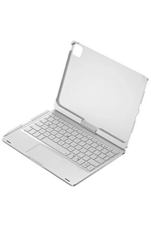 iPad Pro 11 (2024) F11 ATS Kılıf Magic Dönen Klavyeli Tablet Kılıf - Gümüş