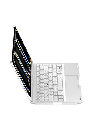 iPad Pro 11 (2024) F11 ATS Kılıf Magic Dönen Klavyeli Tablet Kılıf - Gümüş