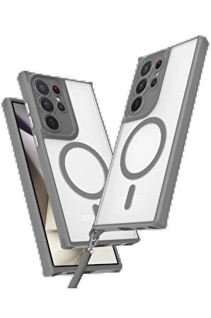 Samsung Galaxy S23 Ultra Kılıf Enka Magsafe Silikon Kılıf - Titan Gri