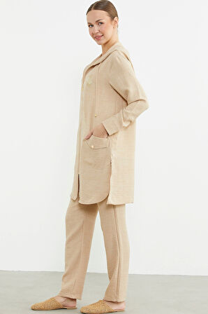 Sementa 76473 Büyük Beden Keten Görünümlü Üçlü Takım