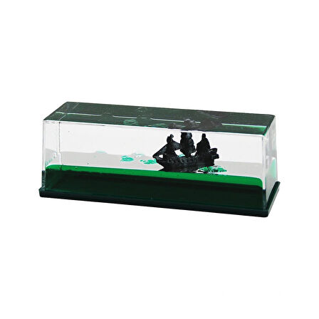 Yeşil Su   Dikdörtgen Mika  Yüzen Batmayan Gemi  Dekoratif Biblo Akvaryum   4.5x14.5x5.3cm