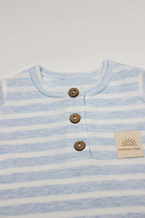 Line Colors Yarım Kol Patiksiz Tulum 15126 Mavi