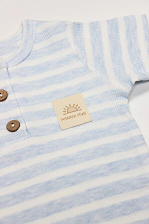 Line Colors Yarım Kol Patiksiz Tulum 15126 Mavi