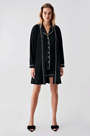 Freshness 324 Kadın 4'lü Sabahlıklı Şorlu Pijama Takımı