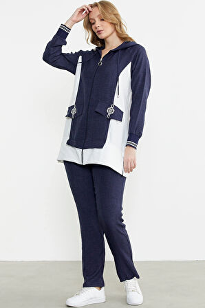 Sementa 76448 Keten Görünümlü Kapüşonlu Tunik Takım