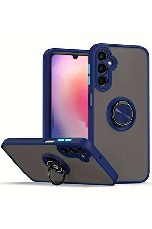 Samsung Galaxy A26 Kılıf Montreal Yüzüklü Silikon Kapak - Lacivert