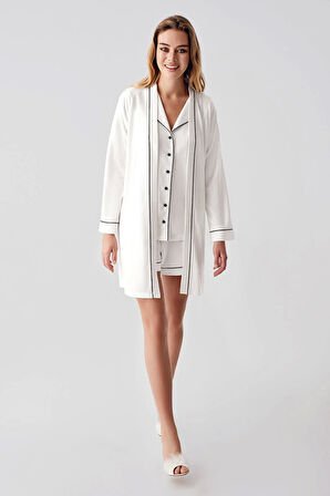 Freshness 324 Kadın 4'lü Sabahlıklı Şorlu Pijama Takımı