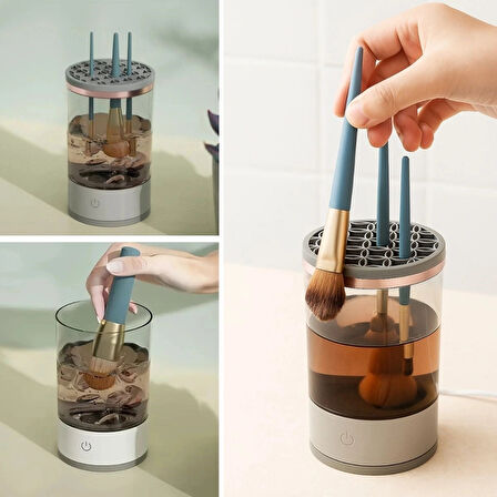 Usb Şarjlı Makyaj Fırçası Temizleyici Aparat Hızlı Kurutmalı, Çok Yönlü Fırça Temizleyici