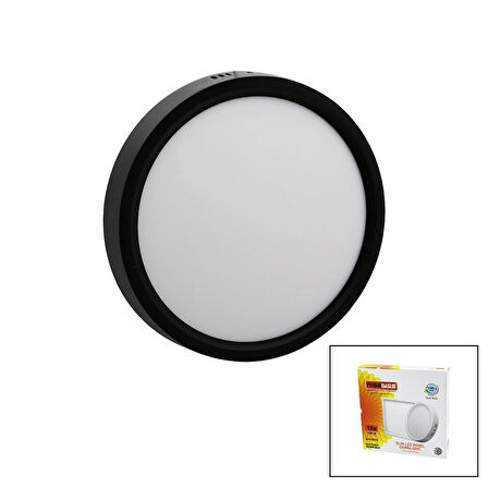 Nisaluce Epl-18sü 18w Siyah Metal Kasa Sıva Üstü Yuvarlak Led Slim Panel 1260lm Beyaz=6500k 30.000 Saat Ömür