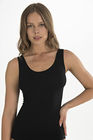 Geniş Askılı Siyah Ribana Atlet