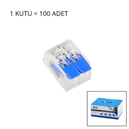100 Adet 2 Li 2x2.5 Kablo Geçmeli Mandallı Buat Klemensi