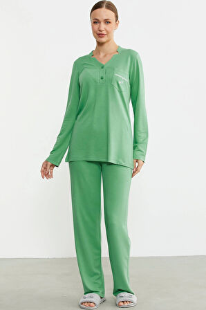 Sementa 76438 Yarım Düğmeli Cep Detaylı Pijama Takım