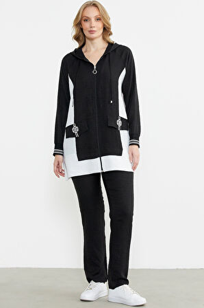 Sementa 76448 Keten Görünümlü Kapüşonlu Tunik Takım