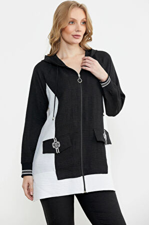 Sementa 76448 Keten Görünümlü Kapüşonlu Tunik Takım